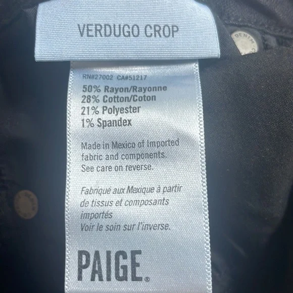 Paige Size 26 Verdugo Crop Black Skinny Jeans - Picture 8 of 11